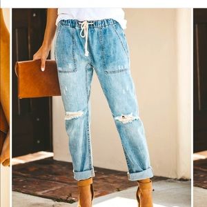 VICI Gather ‘Round Distressed Denim Joggers